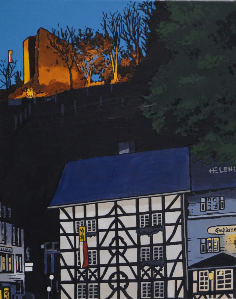 Helene Graphics Paintings Monschau Evening Ruine Haller